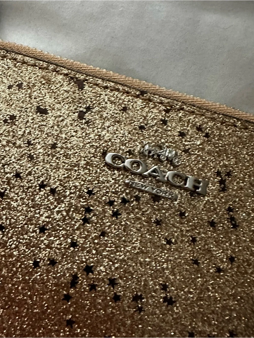 Sparkly Gold Coach Clutch